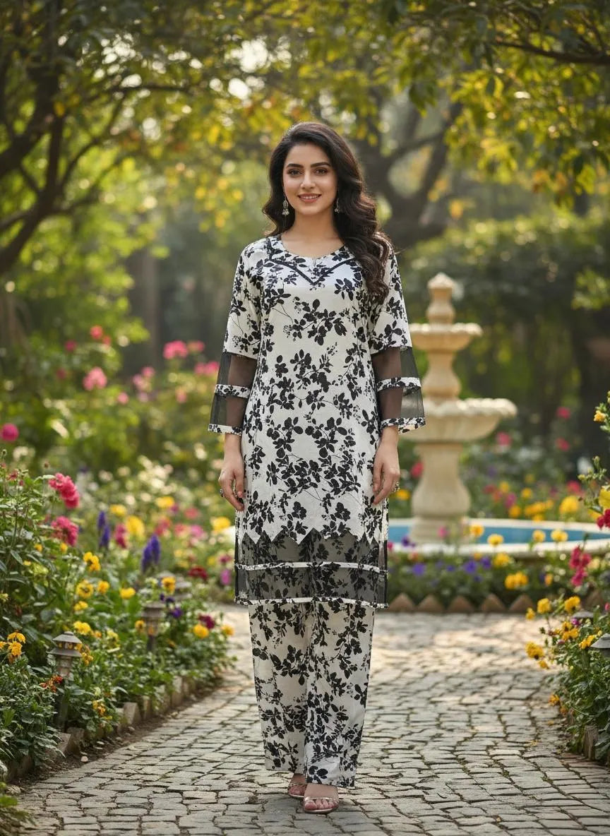 Vibrant Fusion: Multicolor Printed Cotton Lawn 2-Piece Suit