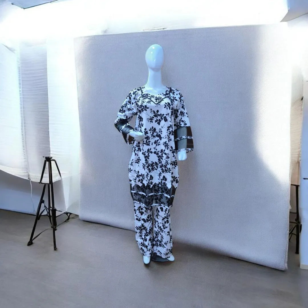 Vibrant Fusion: Multicolor Printed Cotton Lawn 2-Piece Suit