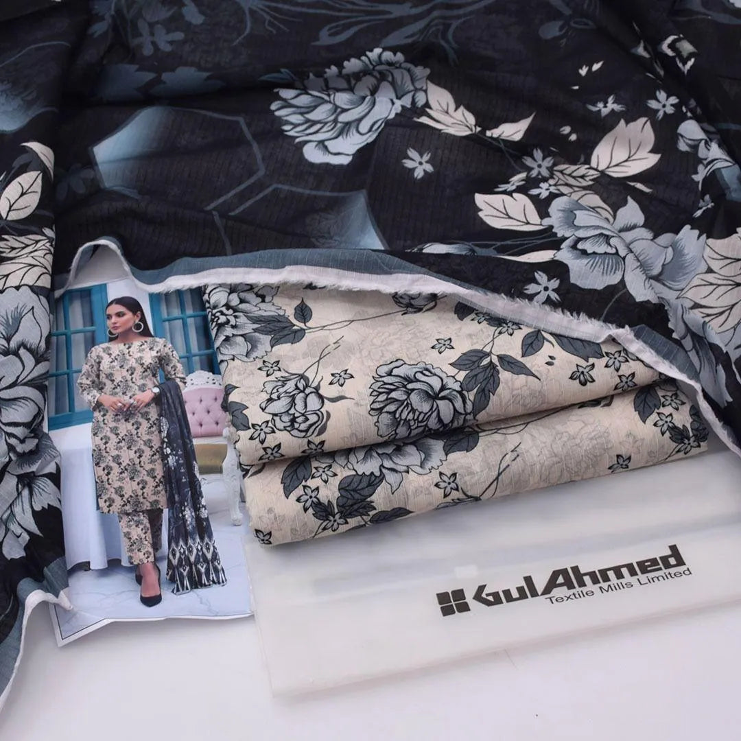 Eid Special Edition: Off-White Digital Printed Lawn (3-Piece Suit)