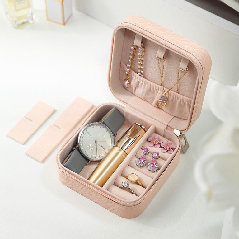 Compact Travel Leather Jewelry Organizer Box