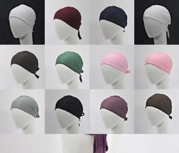 6 Pcs Women's Multicolor Jersey Plain Hijab Caps