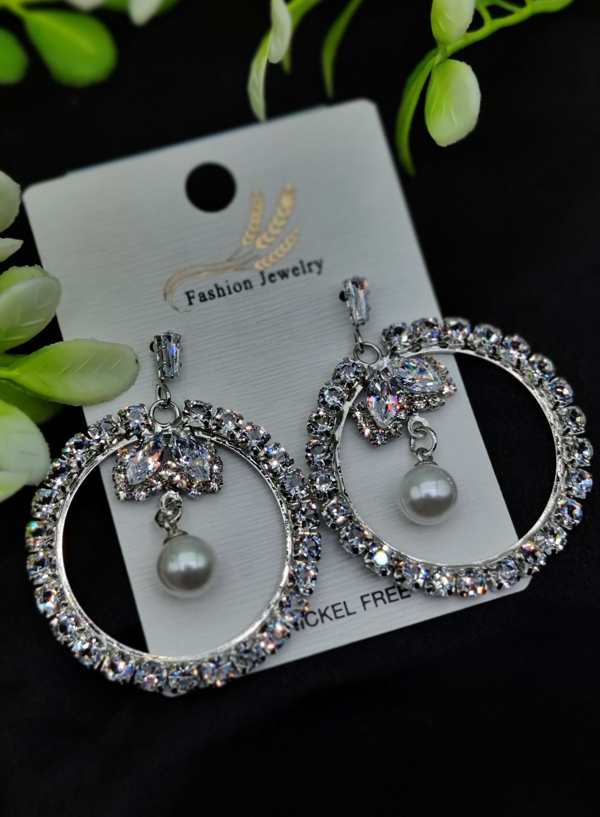 Imported Starburst Pearl Long Dangle Earrings