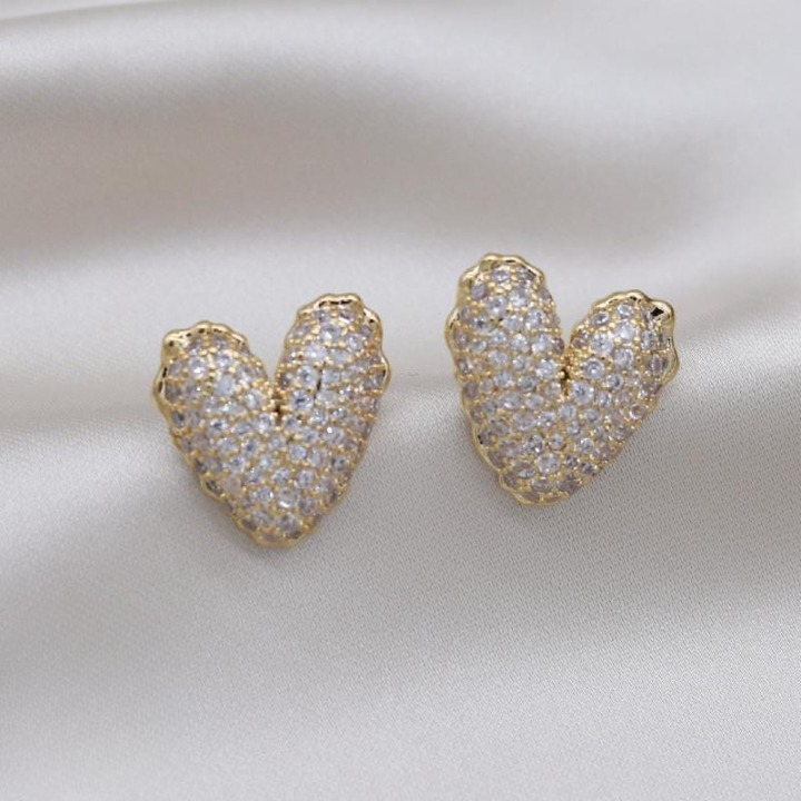Zircon Heart-Shaped Korean Earrings
