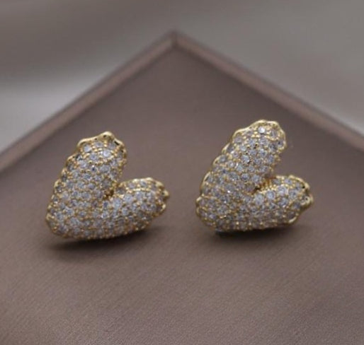 Zircon Heart-Shaped Korean Earrings
