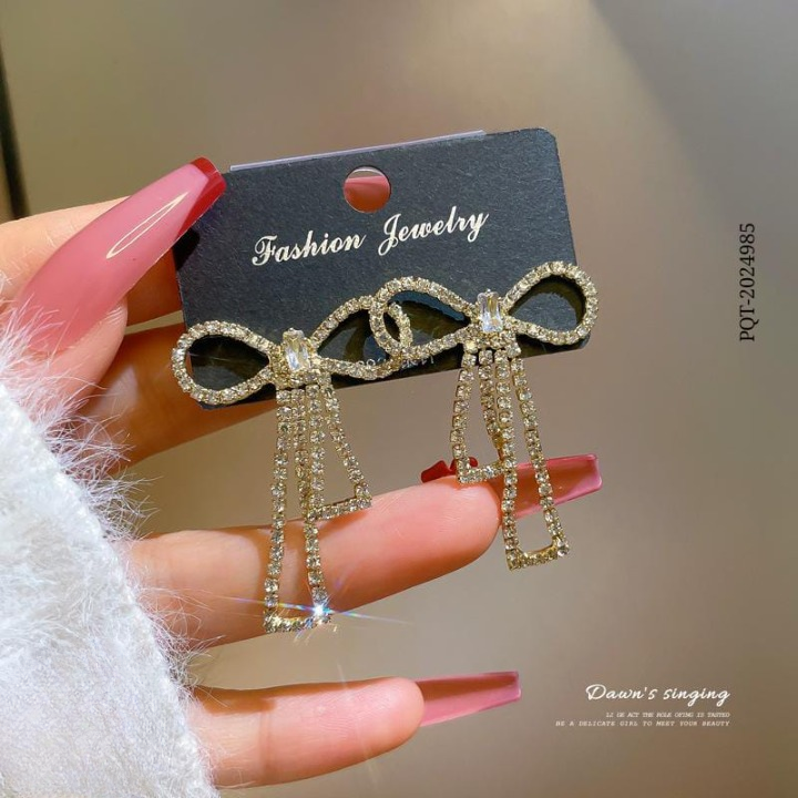 Elegant Bow Shape Zircon Korean Earrings