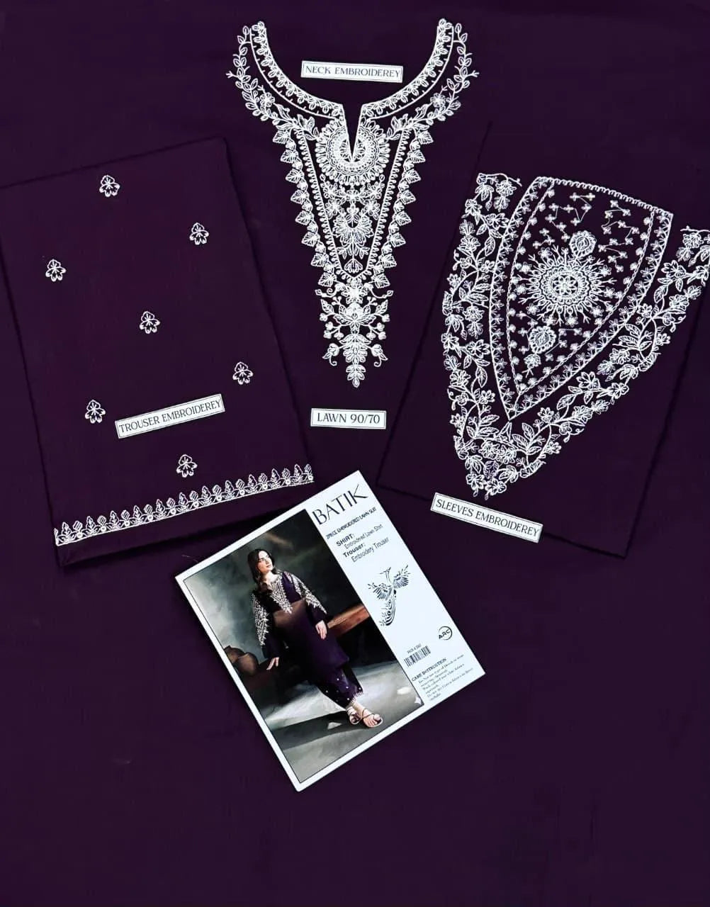 Regal Purple Embroidered Dhanak (2-Piece Suit)