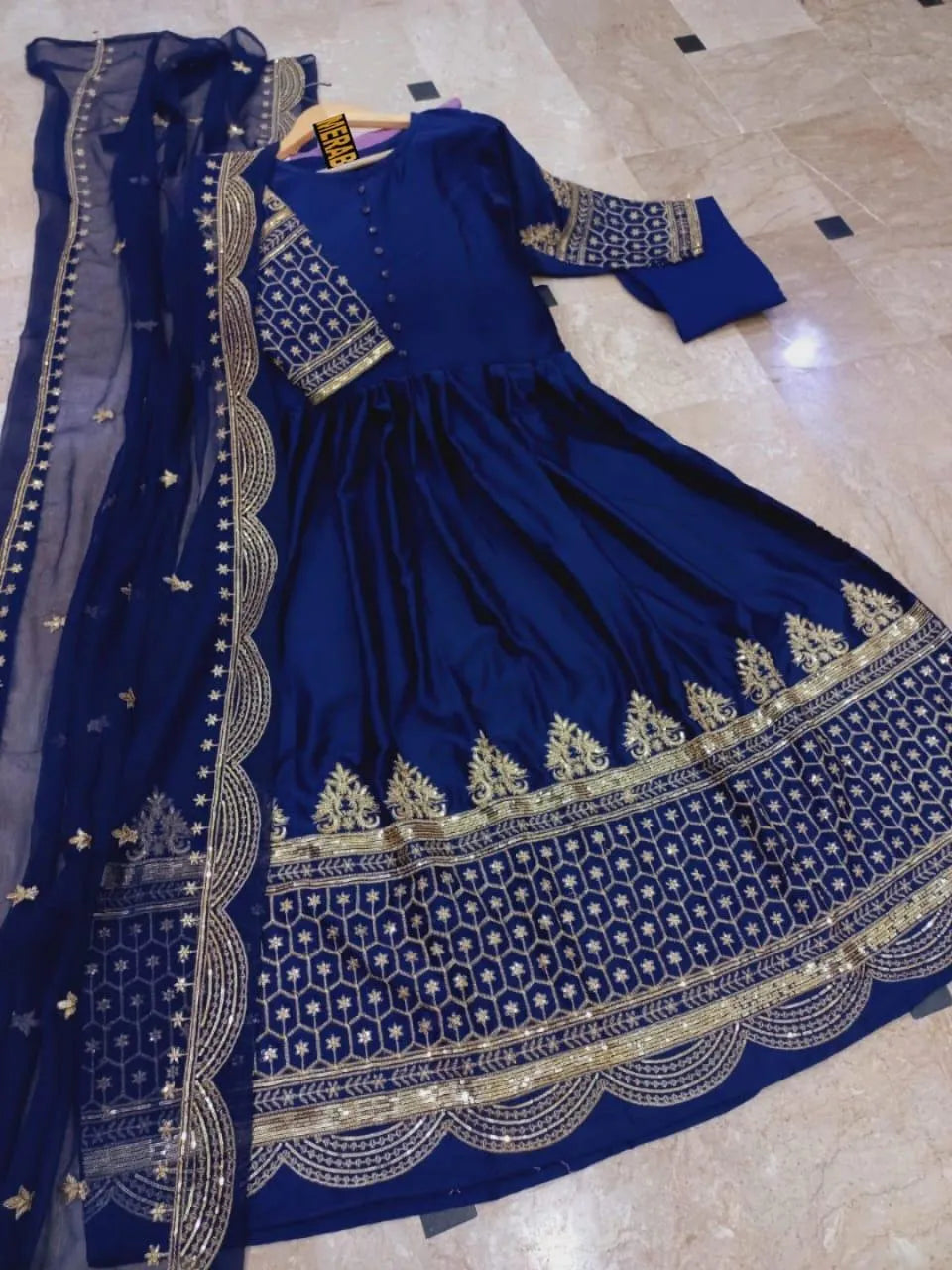 Heavy Sequence Embroidered Shamoz Silk Maxi (3-Piece Suit)