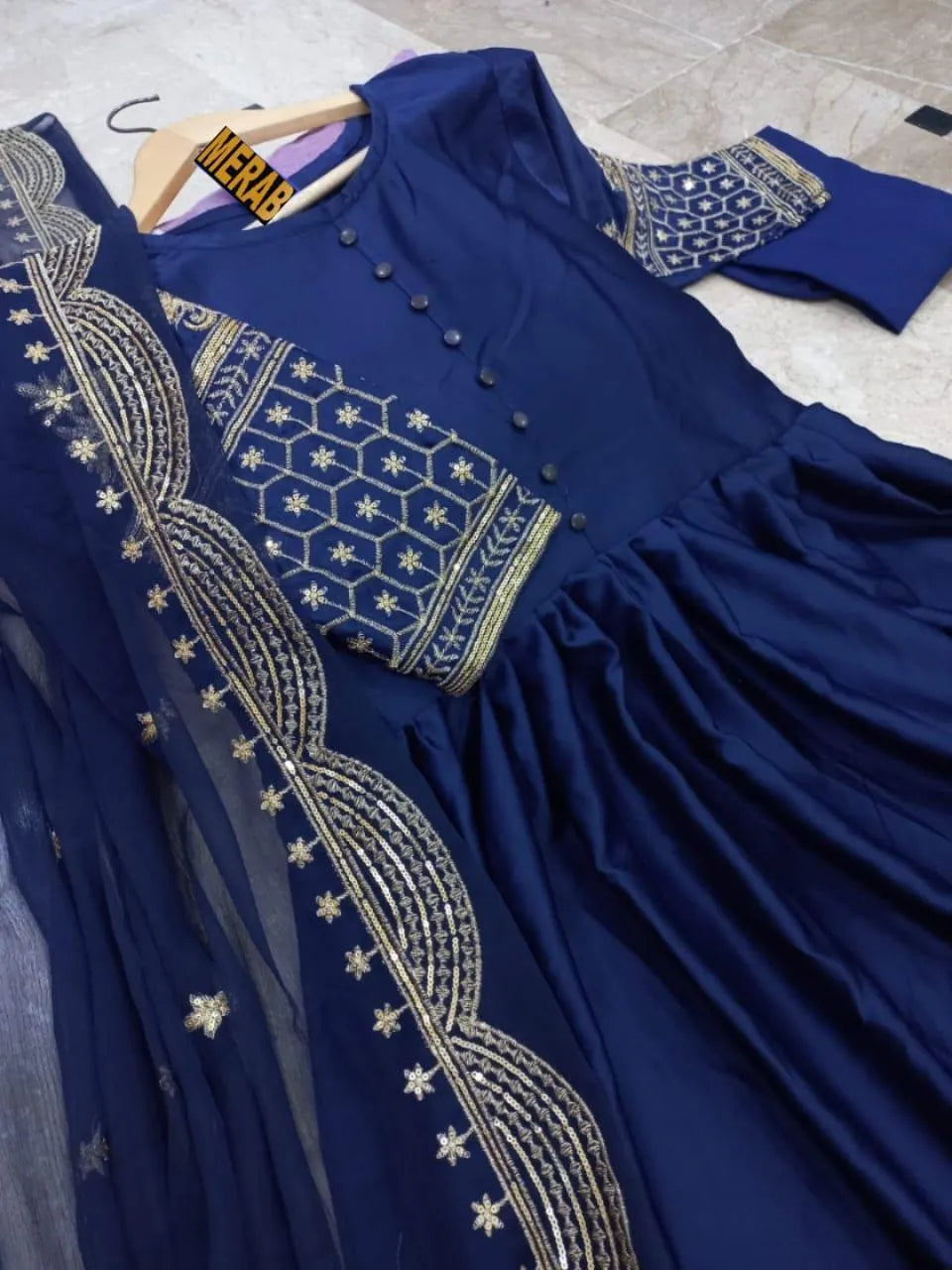 Heavy Sequence Embroidered Shamoz Silk Maxi (3-Piece Suit)