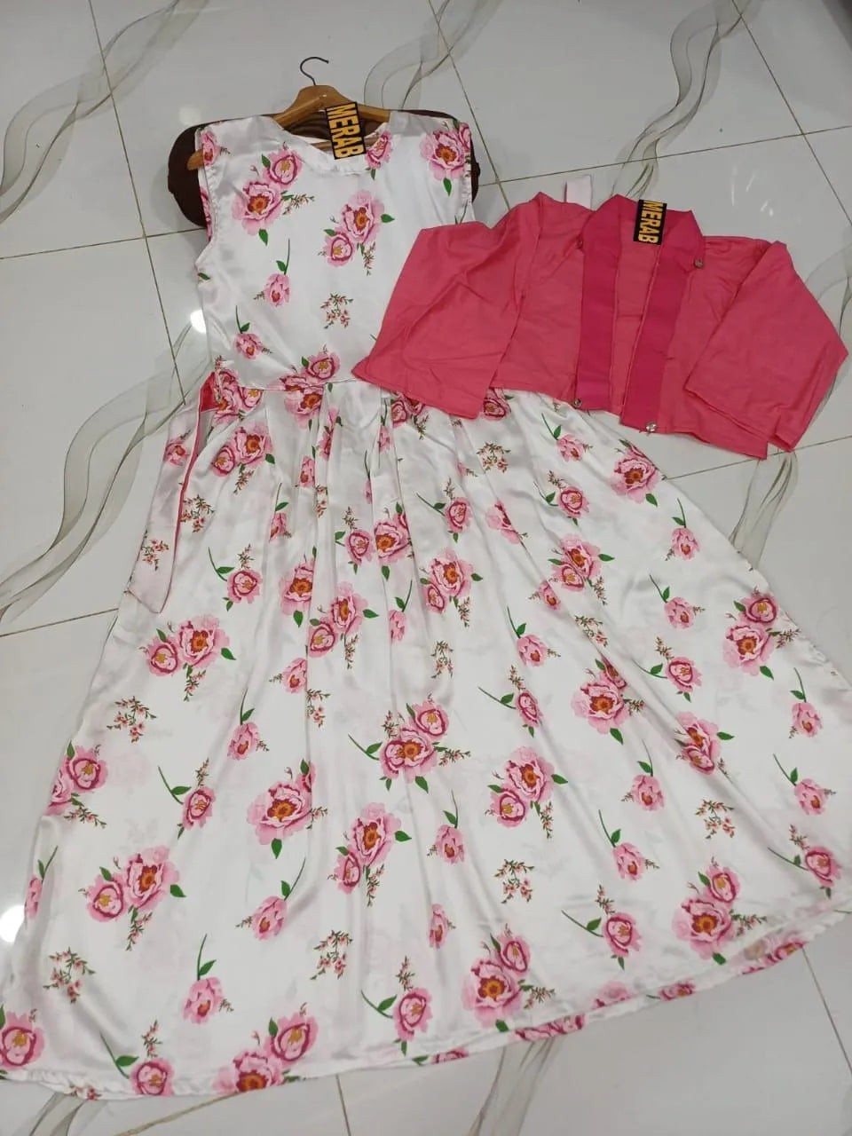 Winter Festival Digital Printed Silk Maxi with Cotton Koti (2-Piece Set)