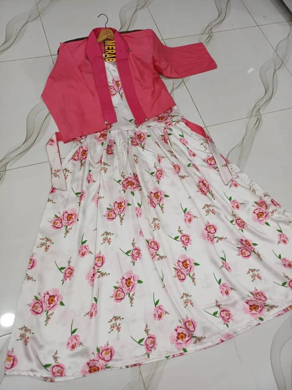 Winter Festival Digital Printed Silk Maxi with Cotton Koti (2-Piece Set)