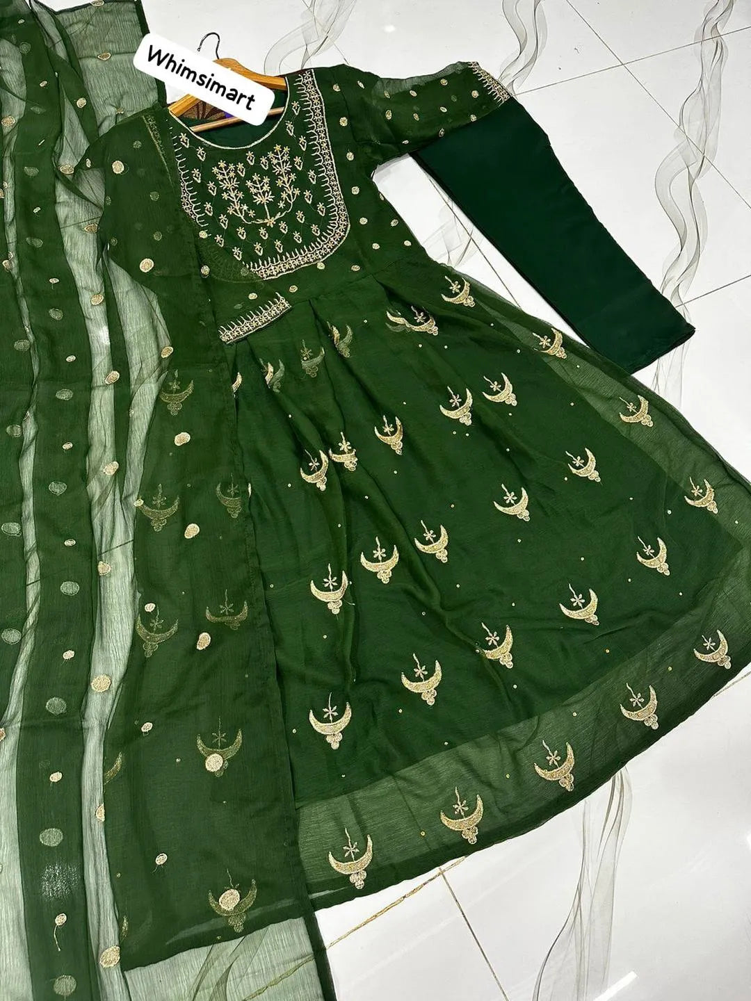 Luxury Zarri Embroidered Chiffon Maxi (3-Piece Suit)