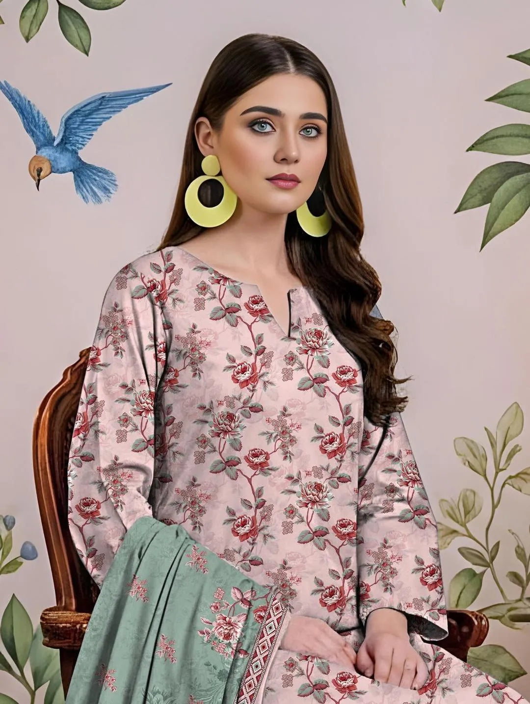 Graceful Pink: Printed Lawn (3-Piece Suit)