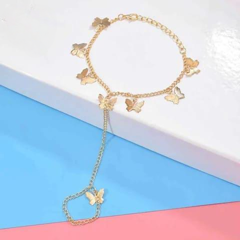Beautiful Butterfly Hand Charm Bracelet