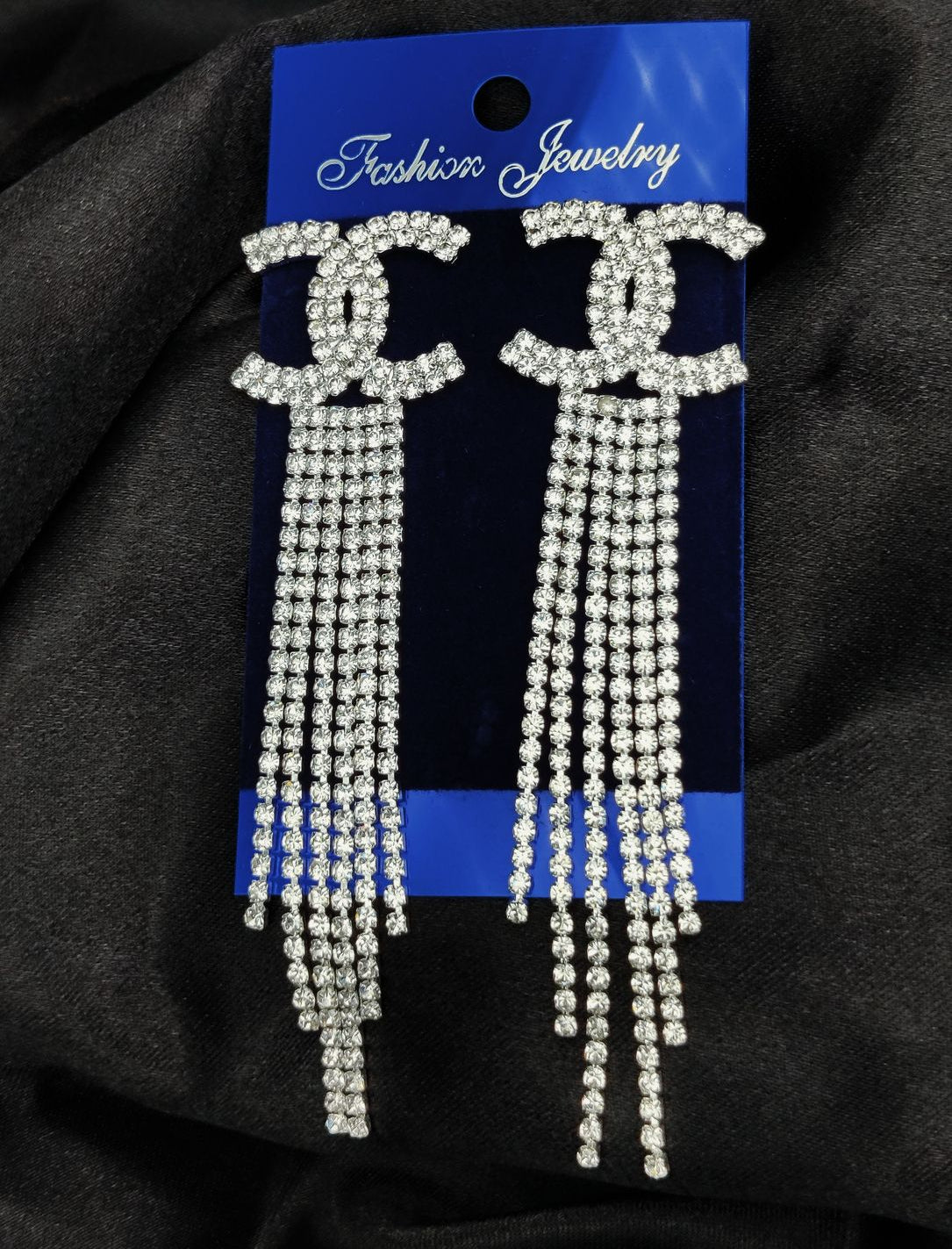 Imported Tarnish-Free Sparkling Long Statement Earrings