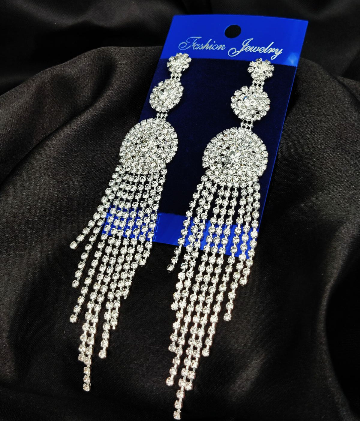 Imported Tarnish-Free Sparkling Long Statement Earrings